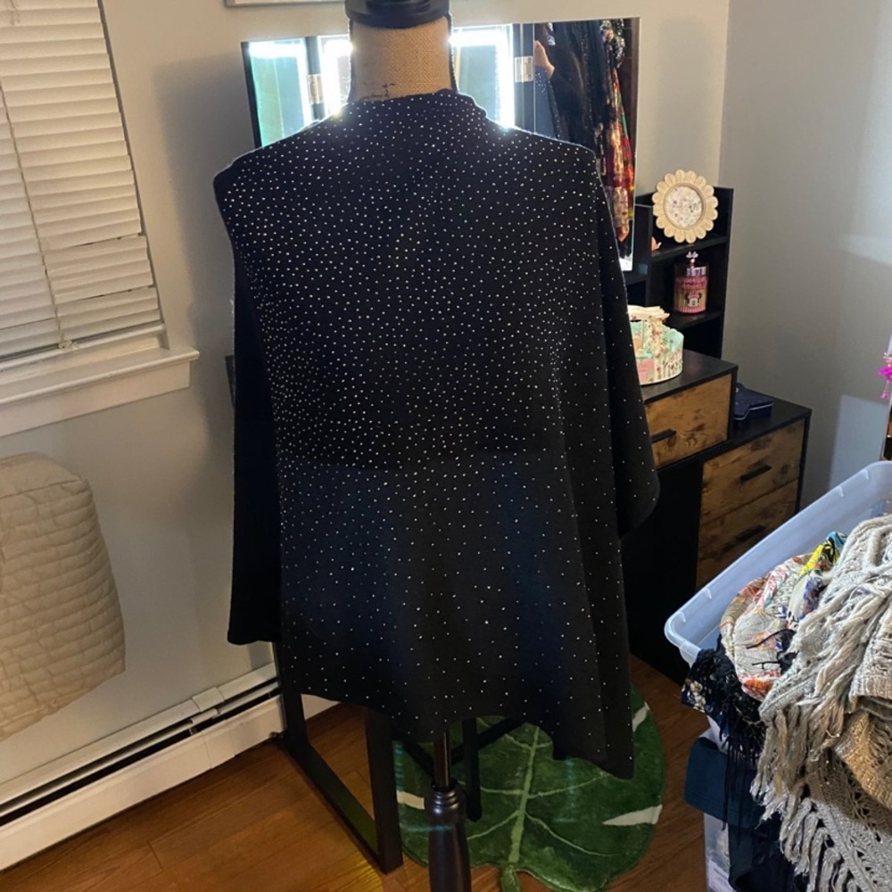 La Fiorentina black sparkly poncho  one size